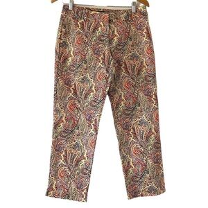 Talbots 4 copped pants paisley yellow orange black blue